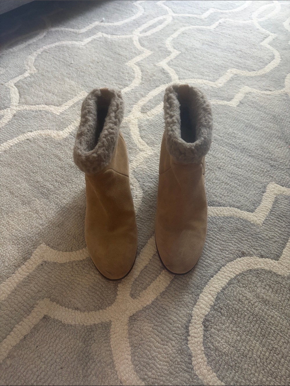 Golden Goose Tan Suede Shearling-Lined Ankle Booties